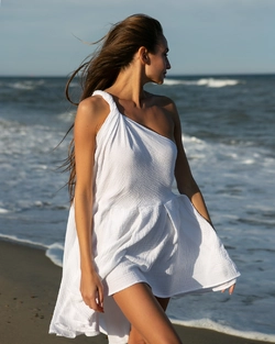 Сукня  з мусліна на одне плече 90% cotton